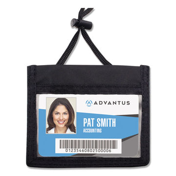 Advantus Id Badge Holder W-convention Neck Pouch, Horizontal, 4 .25 X 5, Black, 12-pack freeshipping - TVN Wholesale